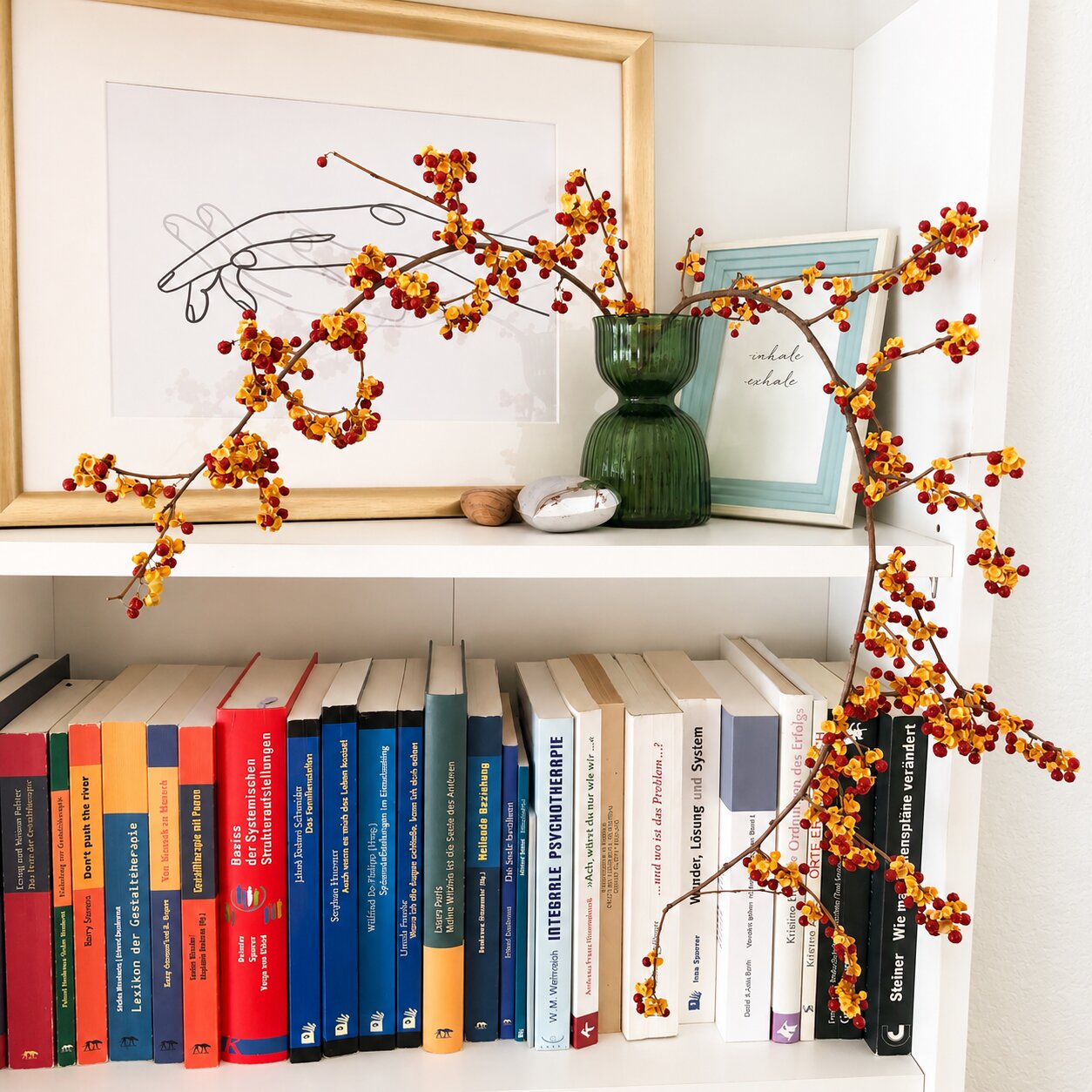 Bücherregal im Therapieraum der Praxis Doris Sacala